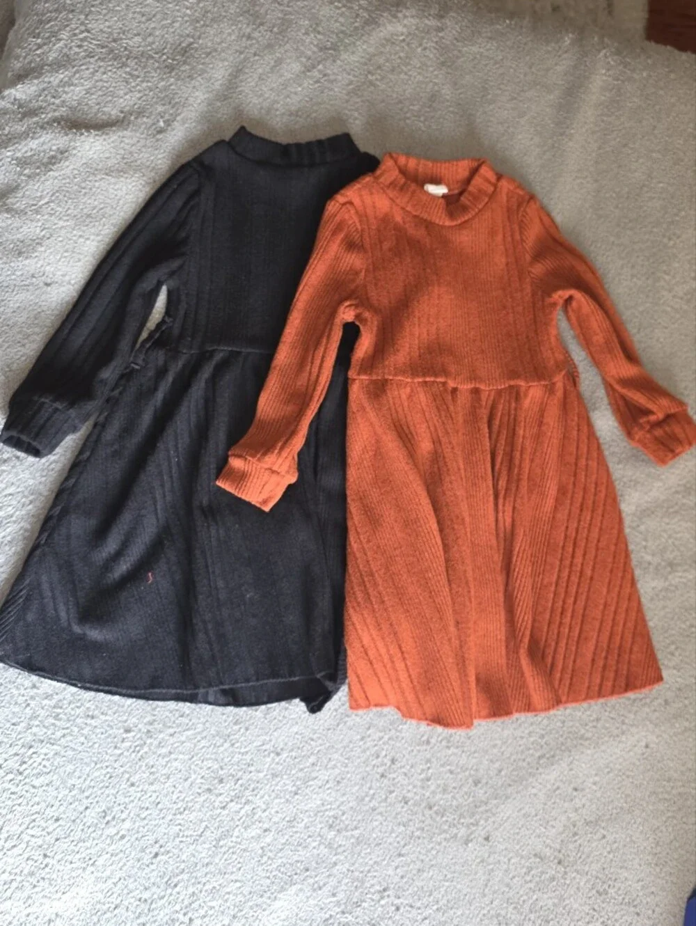 Orange Ribbed Knit Women’s Sweater Dress